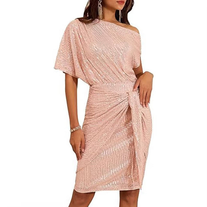Barbara | Relaxed One Shoulder Sequin Holiday Dress