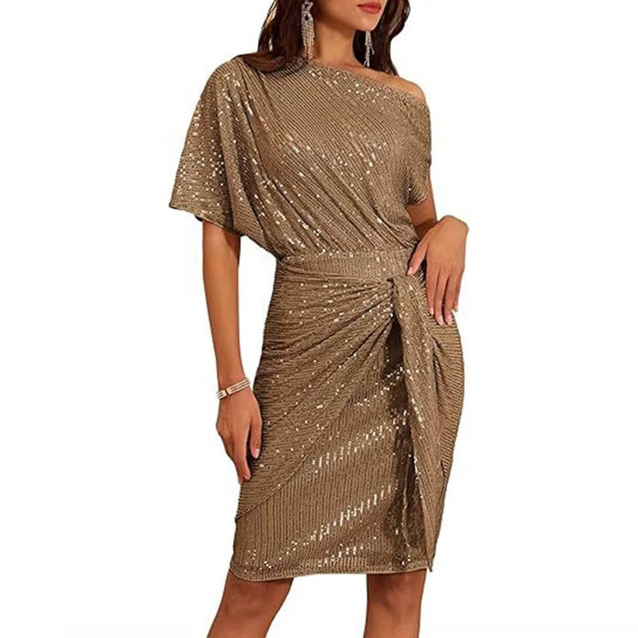 Barbara | Relaxed One Shoulder Sequin Holiday Dress