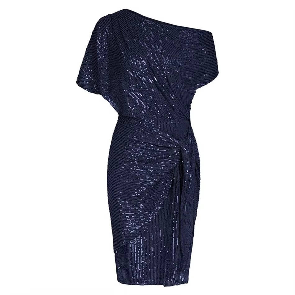 Barbara | Relaxed One Shoulder Sequin Holiday Dress