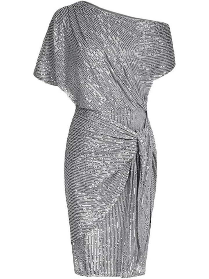 Barbara | Relaxed One Shoulder Sequin Holiday Dress