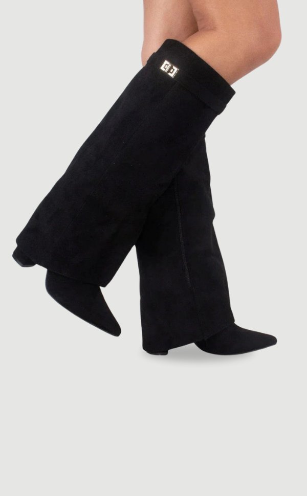 Barbara | Sophisticated Pointed Toe Knee High Boots with Block Heel
