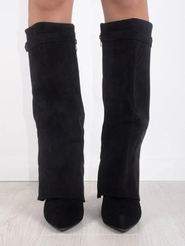 Barbara | Sophisticated Pointed Toe Knee High Boots with Block Heel