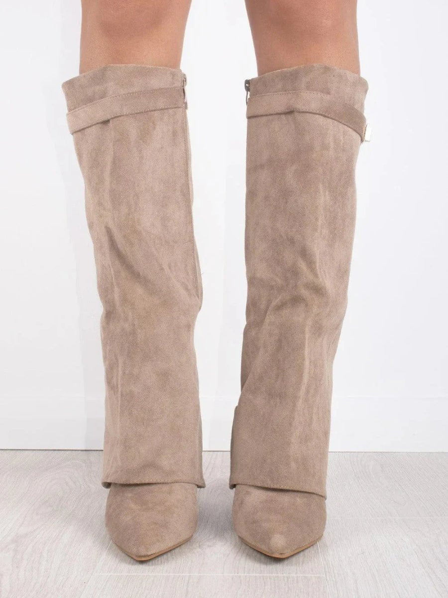 Barbara | Sophisticated Pointed Toe Knee High Boots with Block Heel