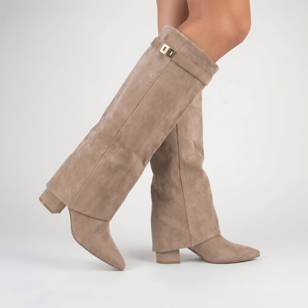 Kathryn | Timeless Fold-Over Pointed Toe Knee High Boots