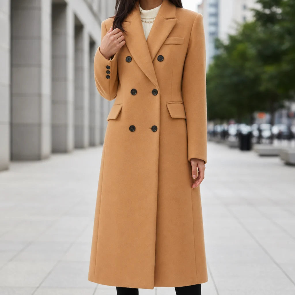 Patricia | Effortless Double-Breasted Wool Pea Coat with Notched Lapels