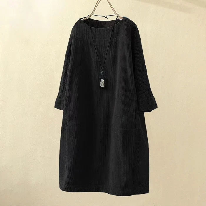 Betty | Classic Ribbed Midi Shift Sweater Dress