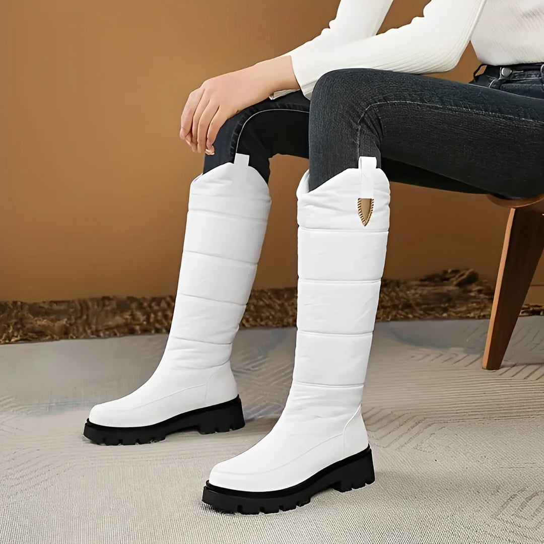 Betty | Polished Quilted Knee-High Winter Boots