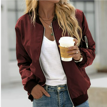 Betty | Polished Ribbed Zip-Up Bomber Jacket