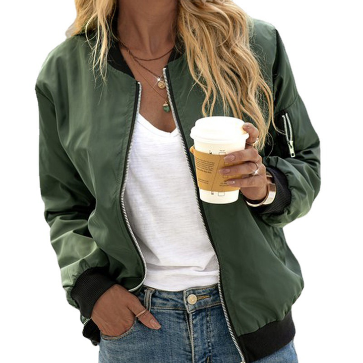 Betty | Polished Ribbed Zip-Up Bomber Jacket