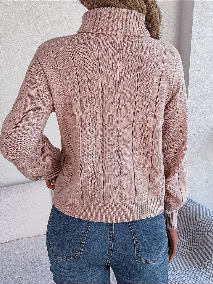 Beverly | Classic Womens Chunky Cable Knit Pullover Turtleneck Sweater