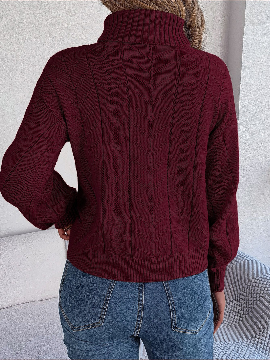 Beverly | Classic Womens Chunky Cable Knit Pullover Turtleneck Sweater