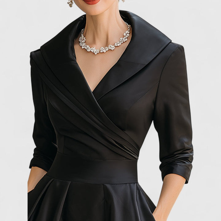 Beverly | Classic Wrap Collar Fall Wedding Guest Midi Dress