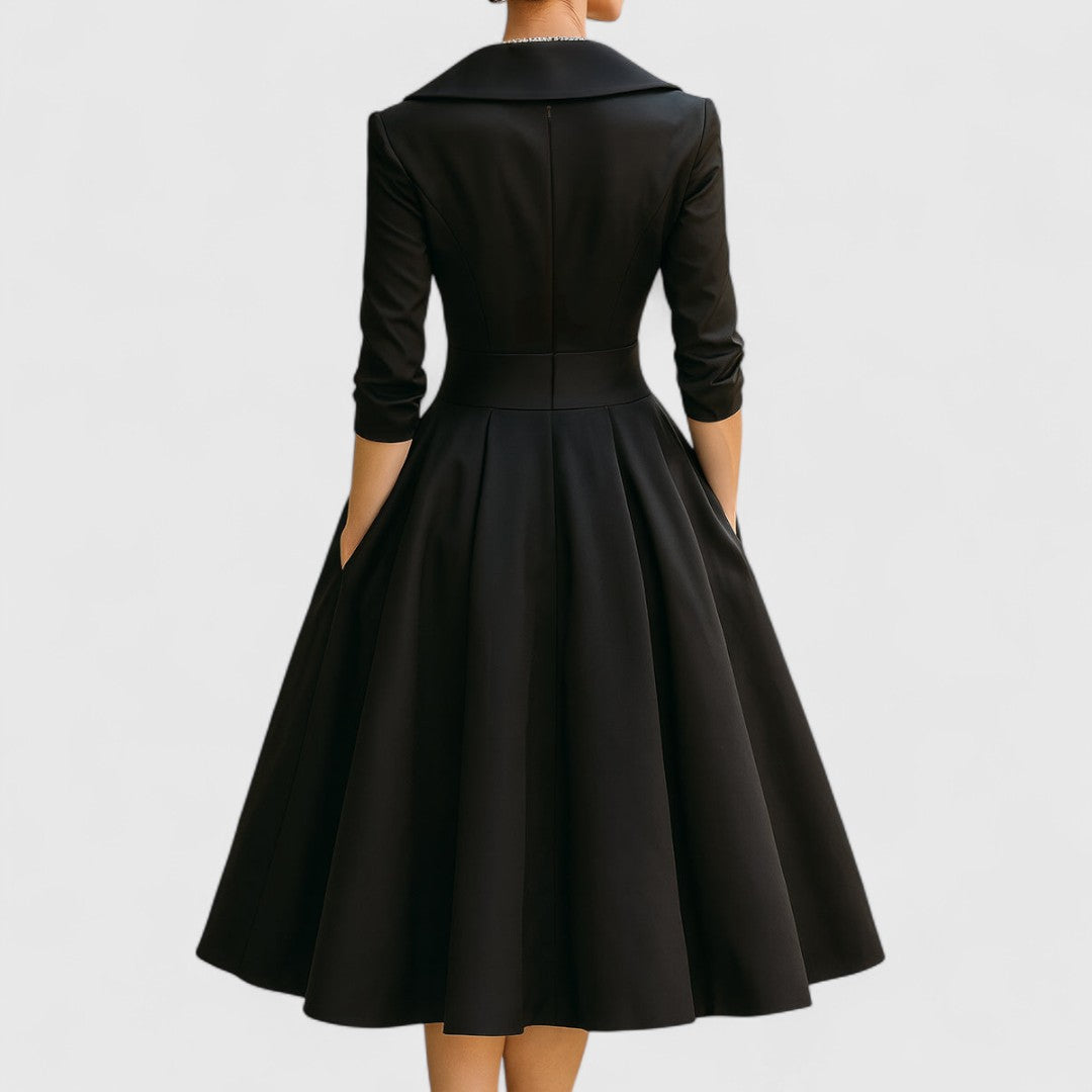 Beverly | Classic Wrap Collar Fall Wedding Guest Midi Dress