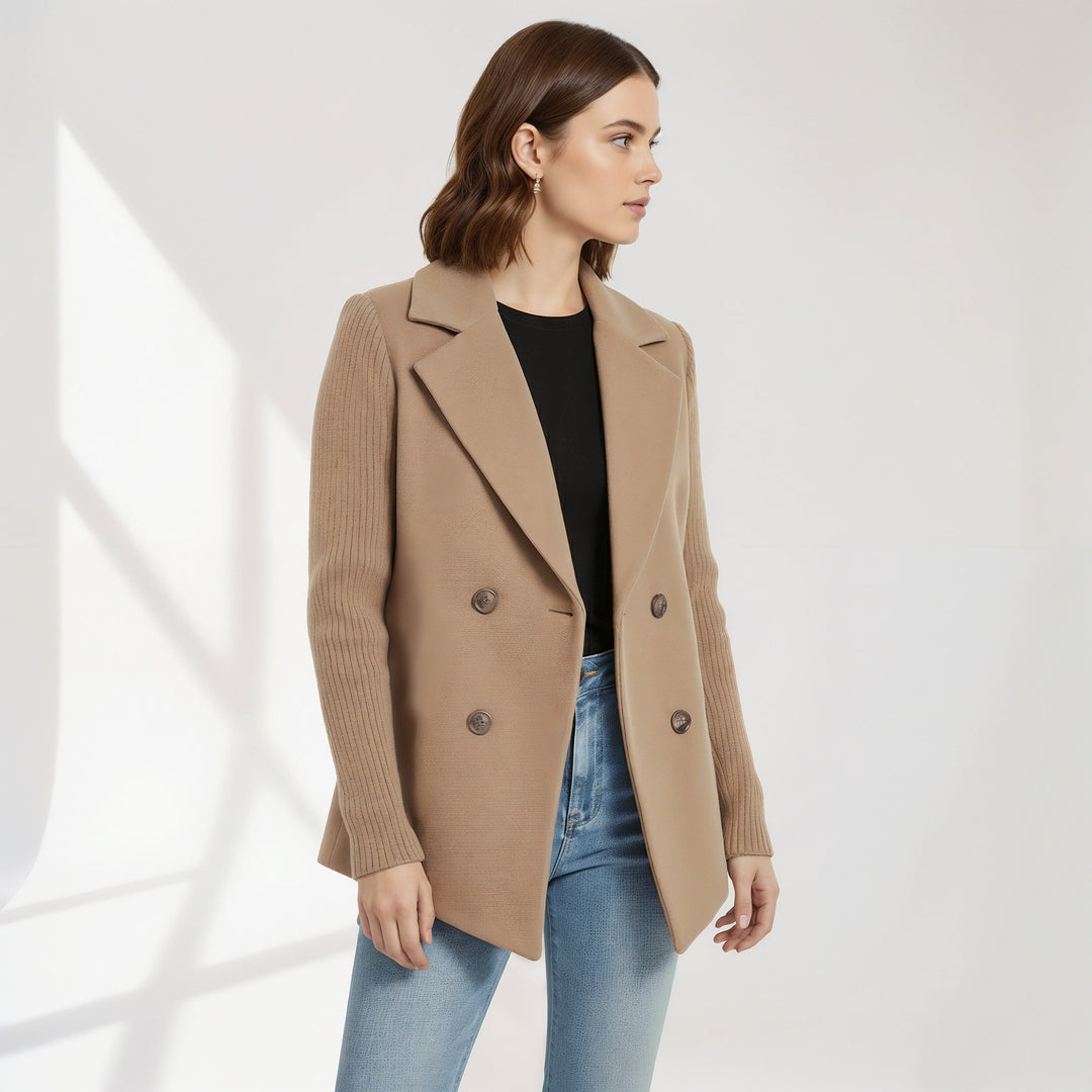 Beverly | Relaxed Double-Breasted Camel Coat Blazer