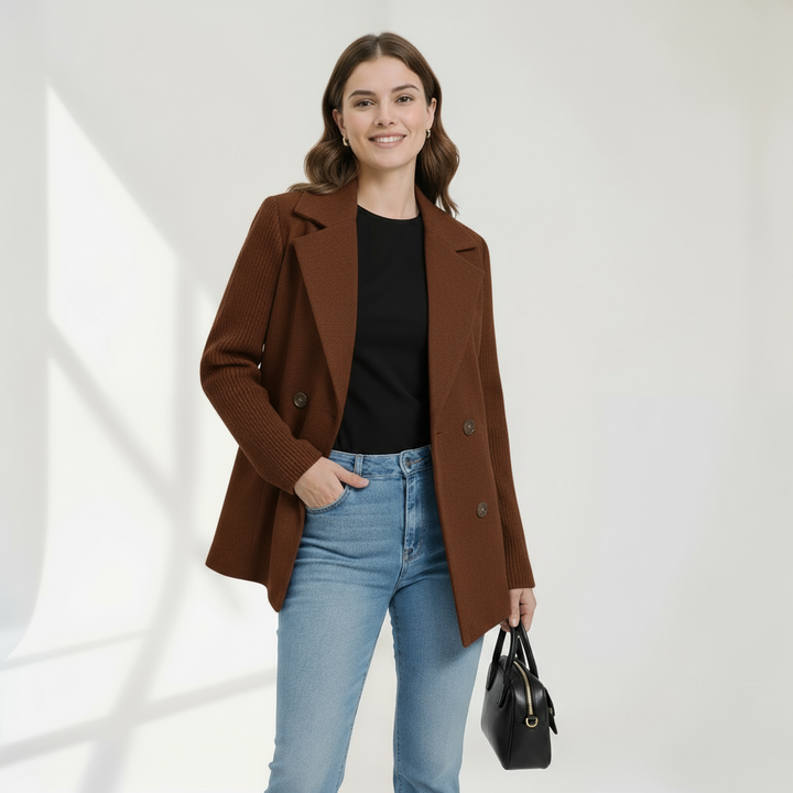 Beverly | Relaxed Double-Breasted Camel Coat Blazer
