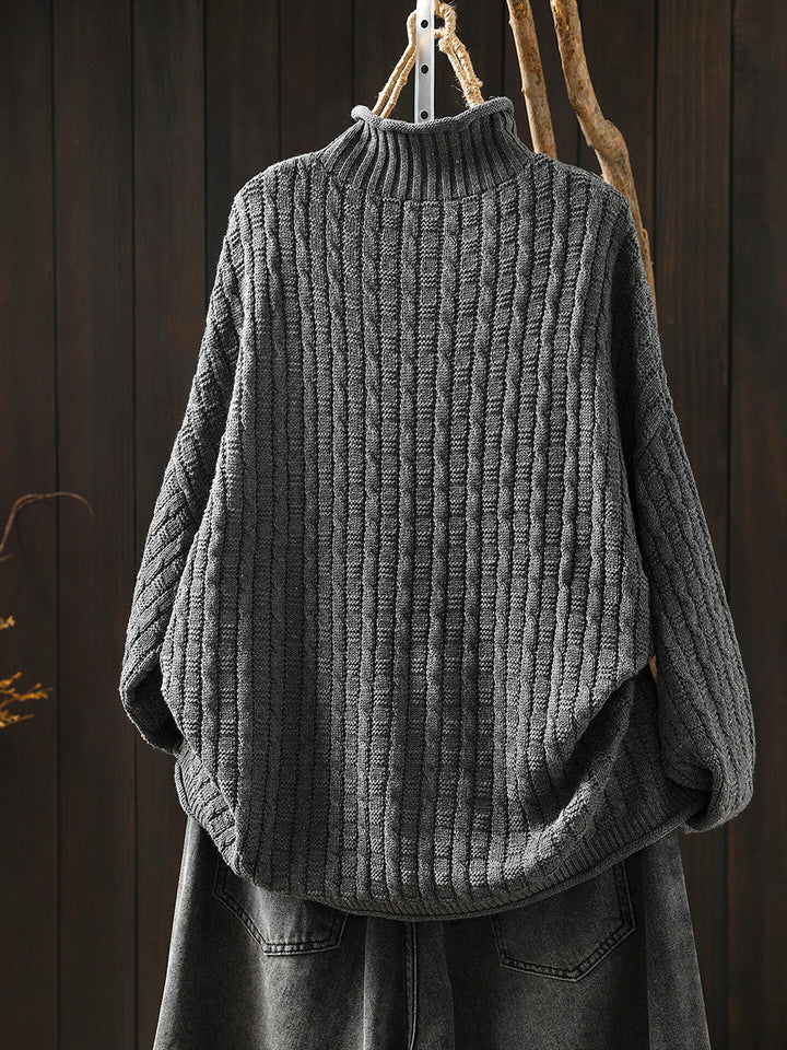 Beverly | Stylish Heart Patchwork Ribbed Turtleneck Sweater