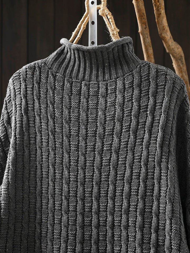 Beverly | Stylish Heart Patchwork Ribbed Turtleneck Sweater