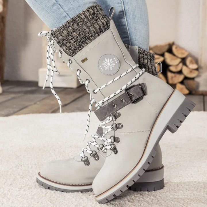 Beverly | Timeless Lace-Up Mid-Calf Snow Boots with Knit Cuff