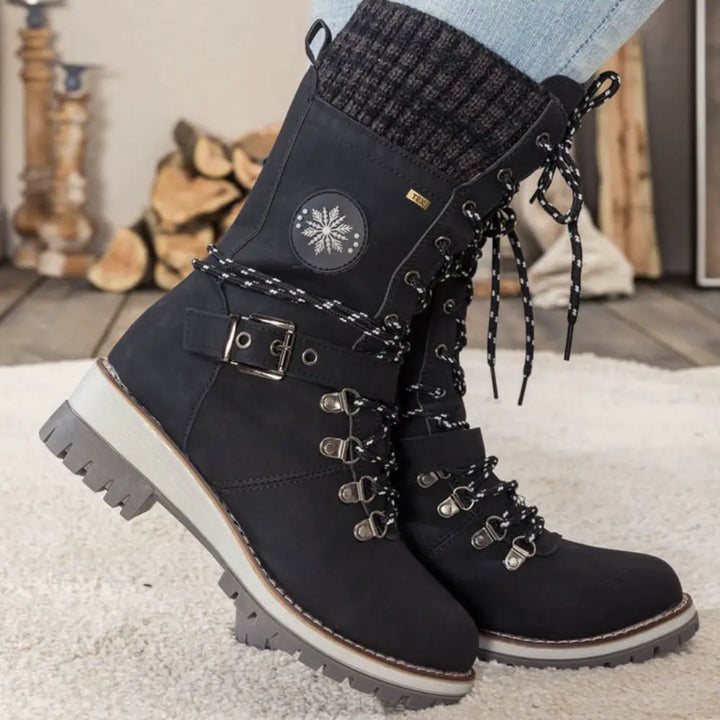 Beverly | Timeless Lace-Up Mid-Calf Snow Boots with Knit Cuff