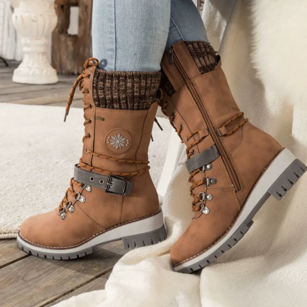 Beverly | Timeless Lace-Up Mid-Calf Snow Boots with Knit Cuff