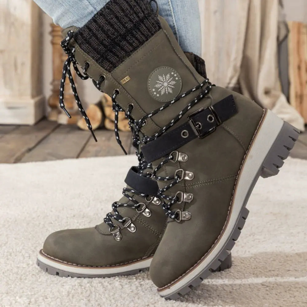 Beverly | Timeless Lace-Up Mid-Calf Snow Boots with Knit Cuff
