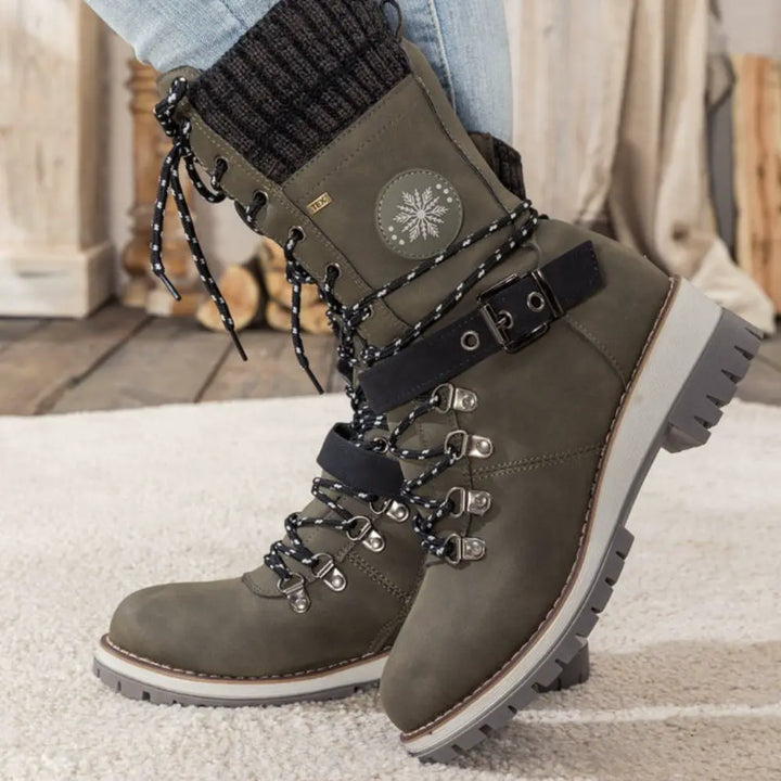 Beverly | Timeless Lace-Up Mid-Calf Snow Boots with Knit Cuff
