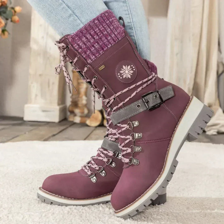 Beverly | Timeless Lace-Up Mid-Calf Snow Boots with Knit Cuff