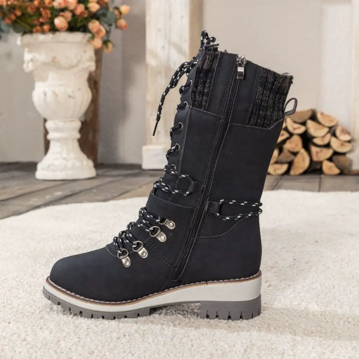 Beverly | Timeless Lace-Up Mid-Calf Snow Boots with Knit Cuff