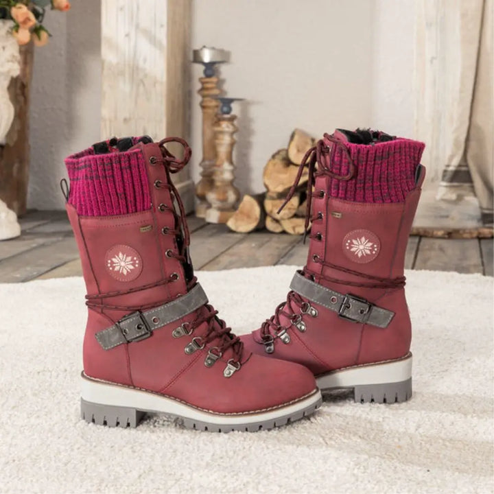 Beverly | Timeless Lace-Up Mid-Calf Snow Boots with Knit Cuff