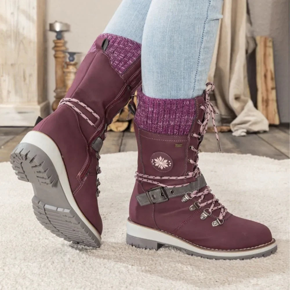 Beverly | Timeless Lace-Up Mid-Calf Snow Boots with Knit Cuff
