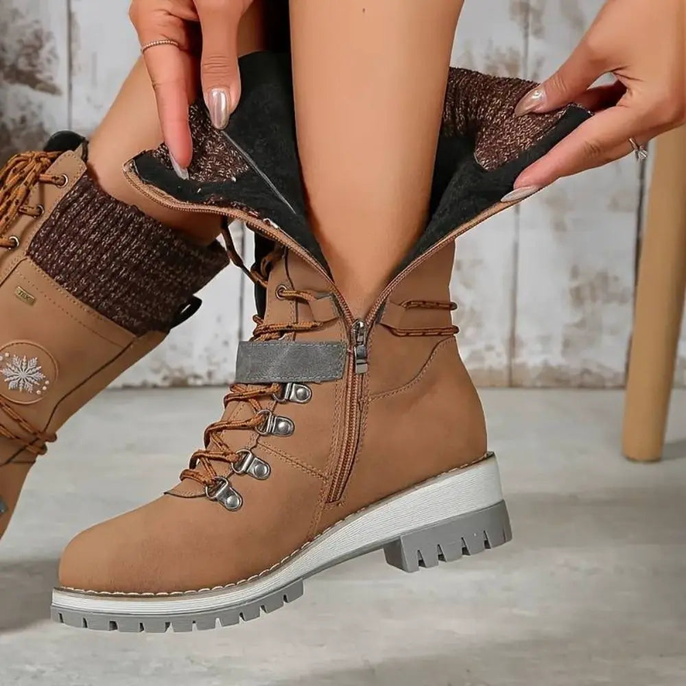 Beverly | Timeless Lace-Up Mid-Calf Snow Boots with Knit Cuff