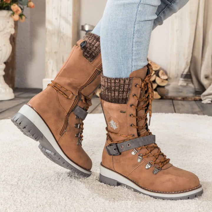 Beverly | Timeless Lace-Up Mid-Calf Snow Boots with Knit Cuff