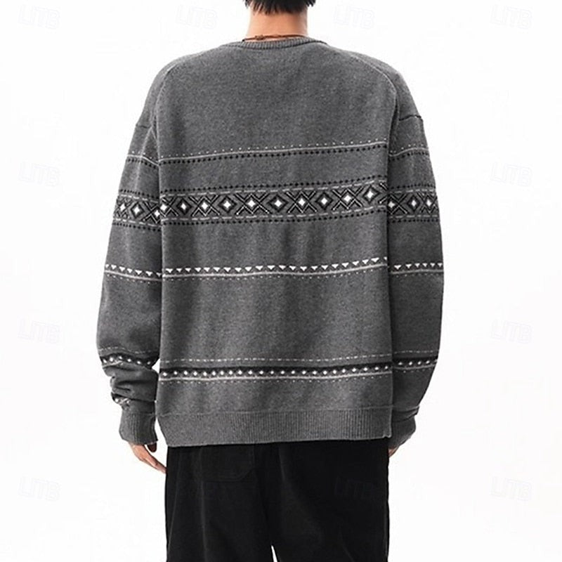 Billy | Refined Geometric Button Front Mens Xmas Sweaters