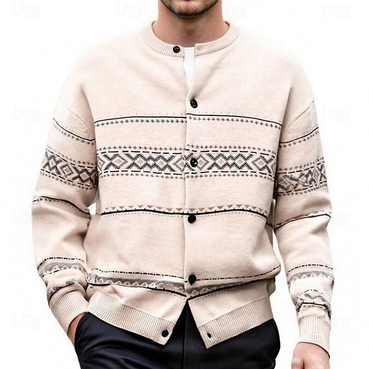 Billy | Refined Geometric Button Front Mens Xmas Sweaters