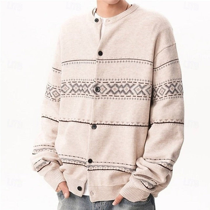 Billy | Refined Geometric Button Front Mens Xmas Sweaters