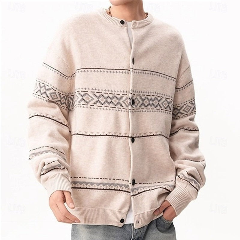 Billy | Refined Geometric Button Front Mens Xmas Sweaters
