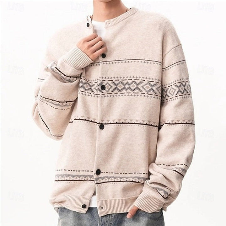 Billy | Refined Geometric Button Front Mens Xmas Sweaters