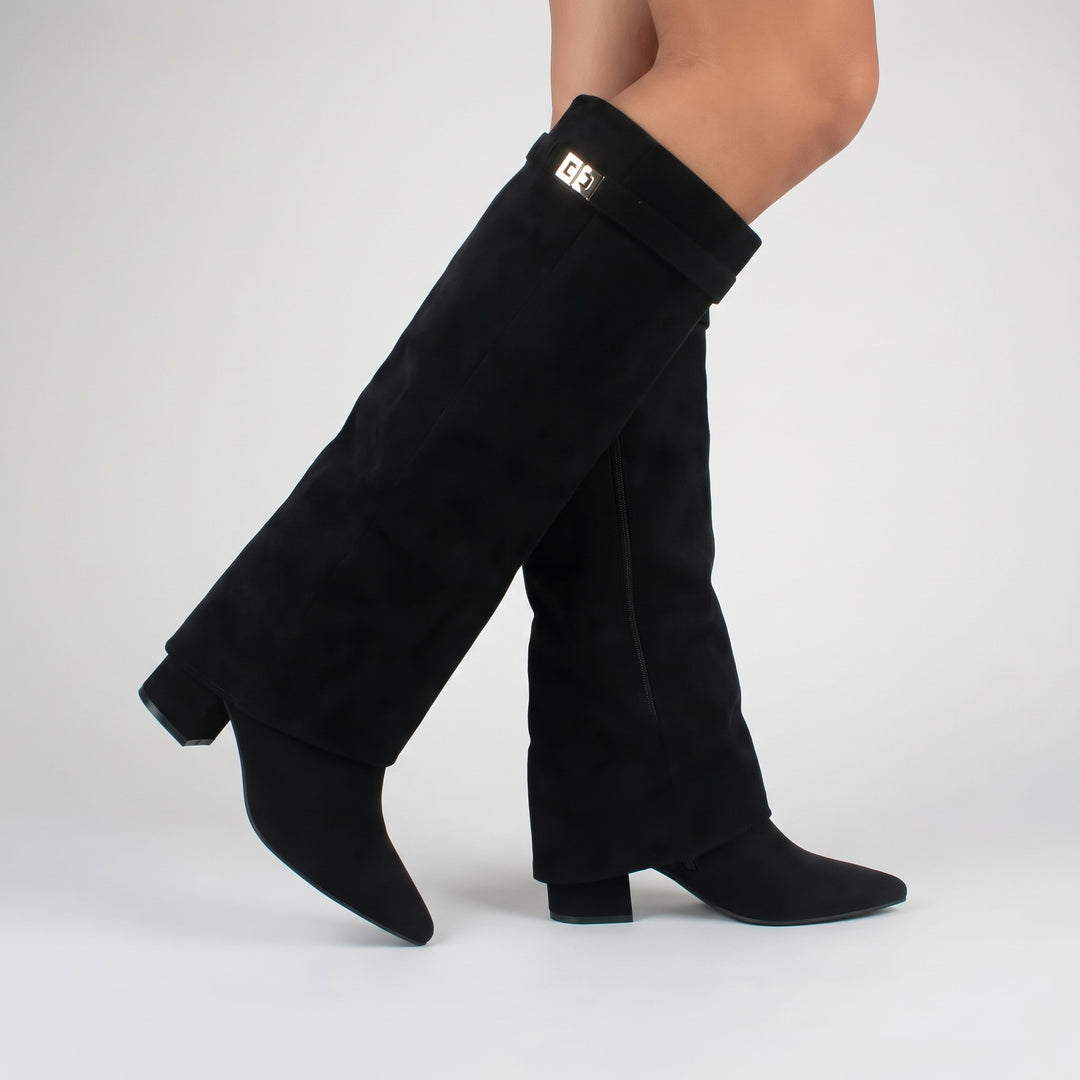 Kathryn | Timeless Fold-Over Pointed Toe Knee High Boots