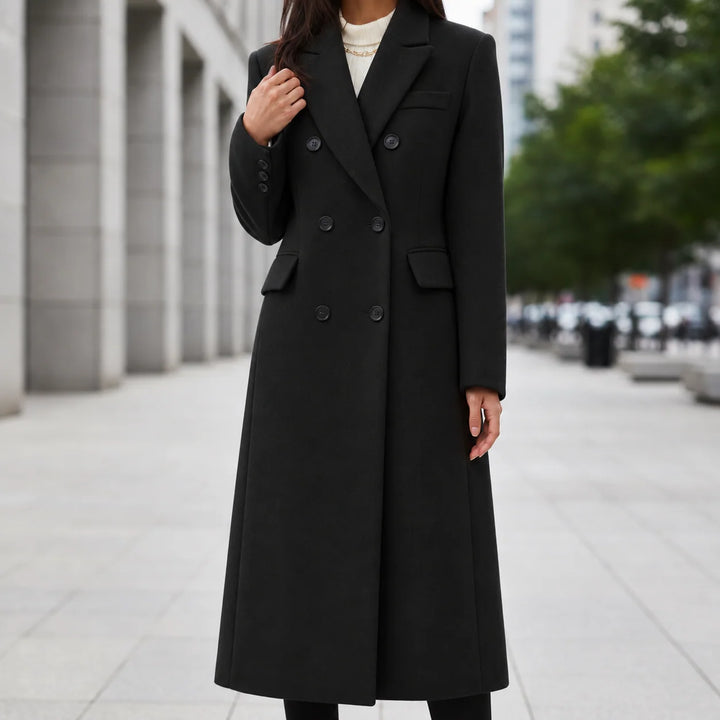 Patricia | Effortless Double-Breasted Wool Pea Coat with Notched Lapels