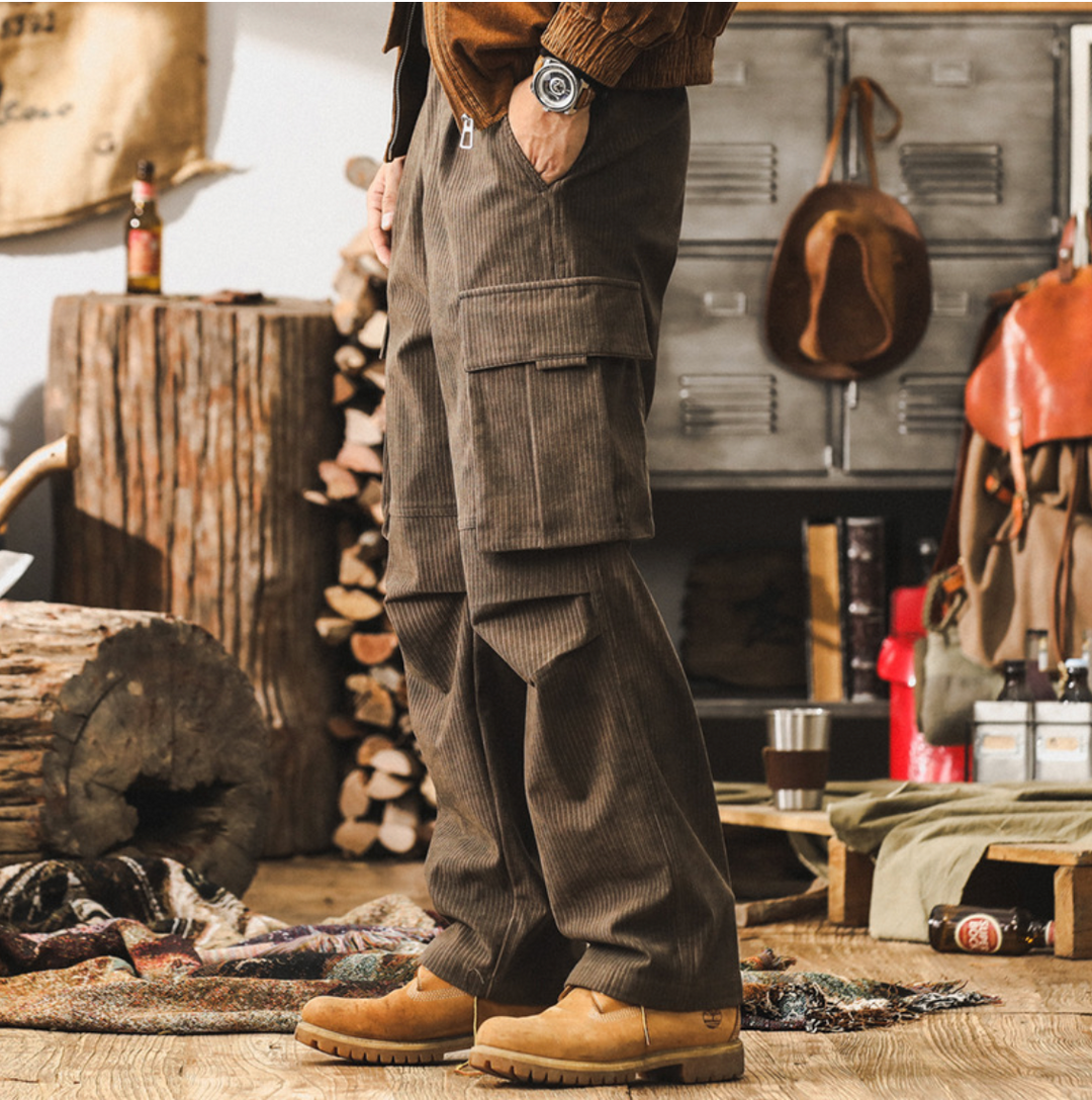 Bradley | Classic Wide Leg Cargo Corduroy Pants