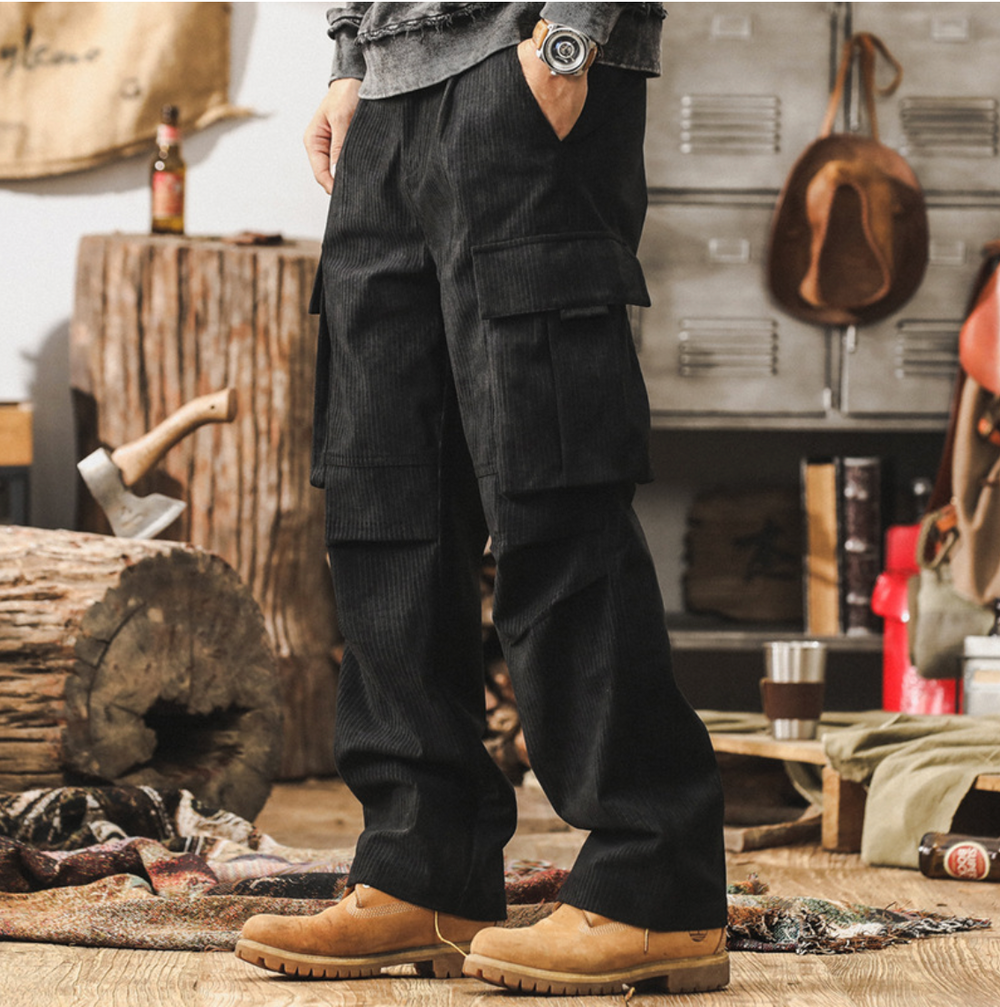Bradley | Classic Wide Leg Cargo Corduroy Pants