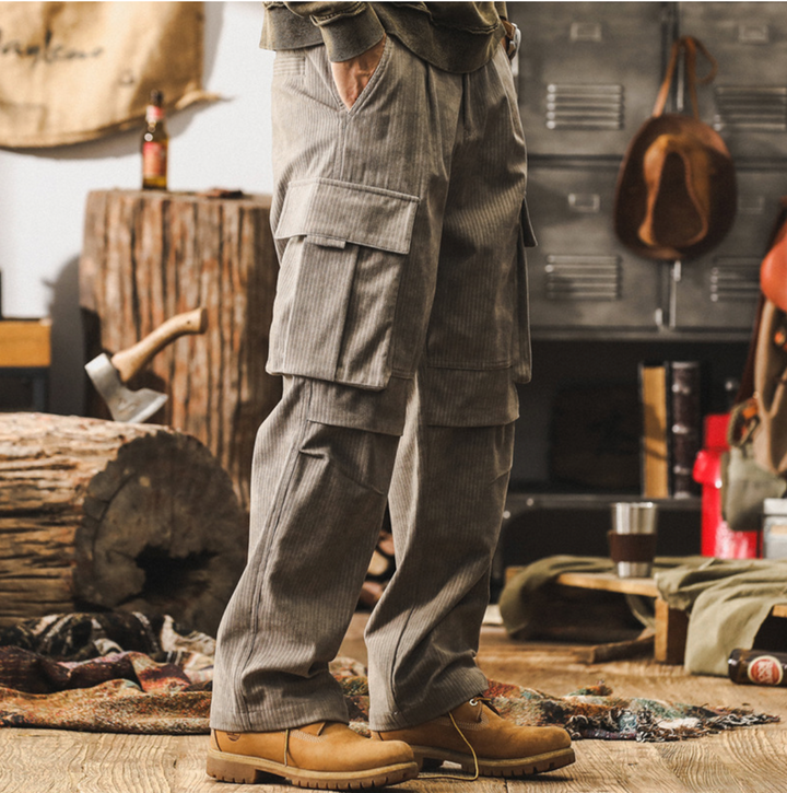 Bradley | Classic Wide Leg Cargo Corduroy Pants