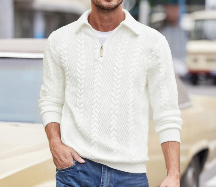 Bradley | Timeless Cable Knit Half-Zip Sweater with Shawl Collar