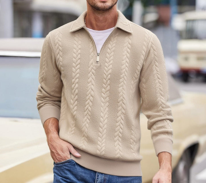 Bradley | Timeless Cable Knit Half-Zip Sweater with Shawl Collar