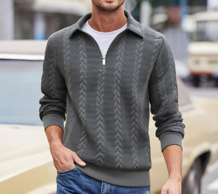 Bradley | Timeless Cable Knit Half-Zip Sweater with Shawl Collar
