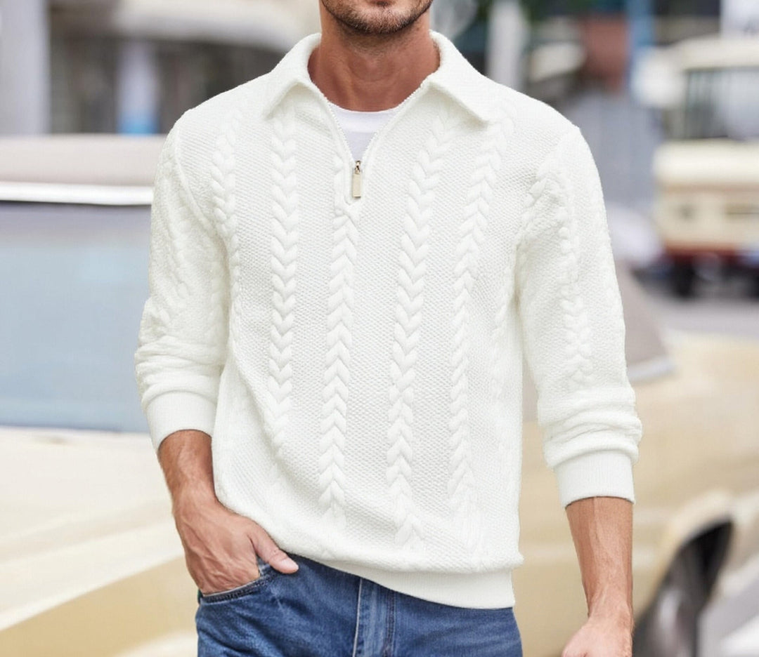 Bradley | Timeless Cable Knit Half-Zip Sweater with Shawl Collar