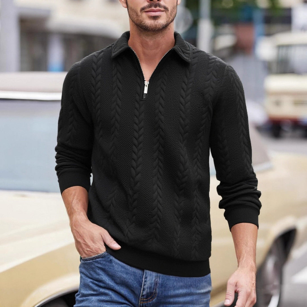 Bradley | Timeless Cable Knit Half-Zip Sweater with Shawl Collar