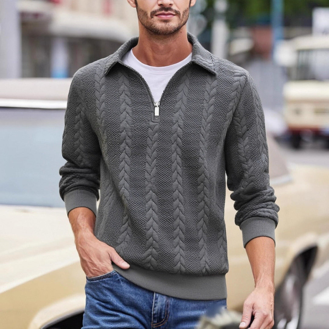 Bradley | Timeless Cable Knit Half-Zip Sweater with Shawl Collar