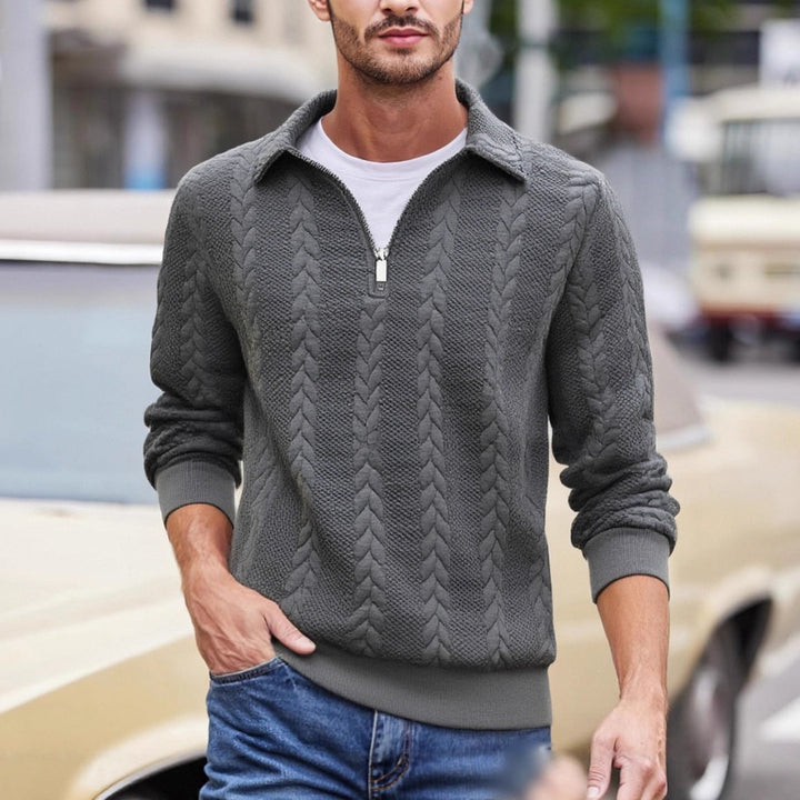 Bradley | Timeless Cable Knit Half-Zip Sweater with Shawl Collar