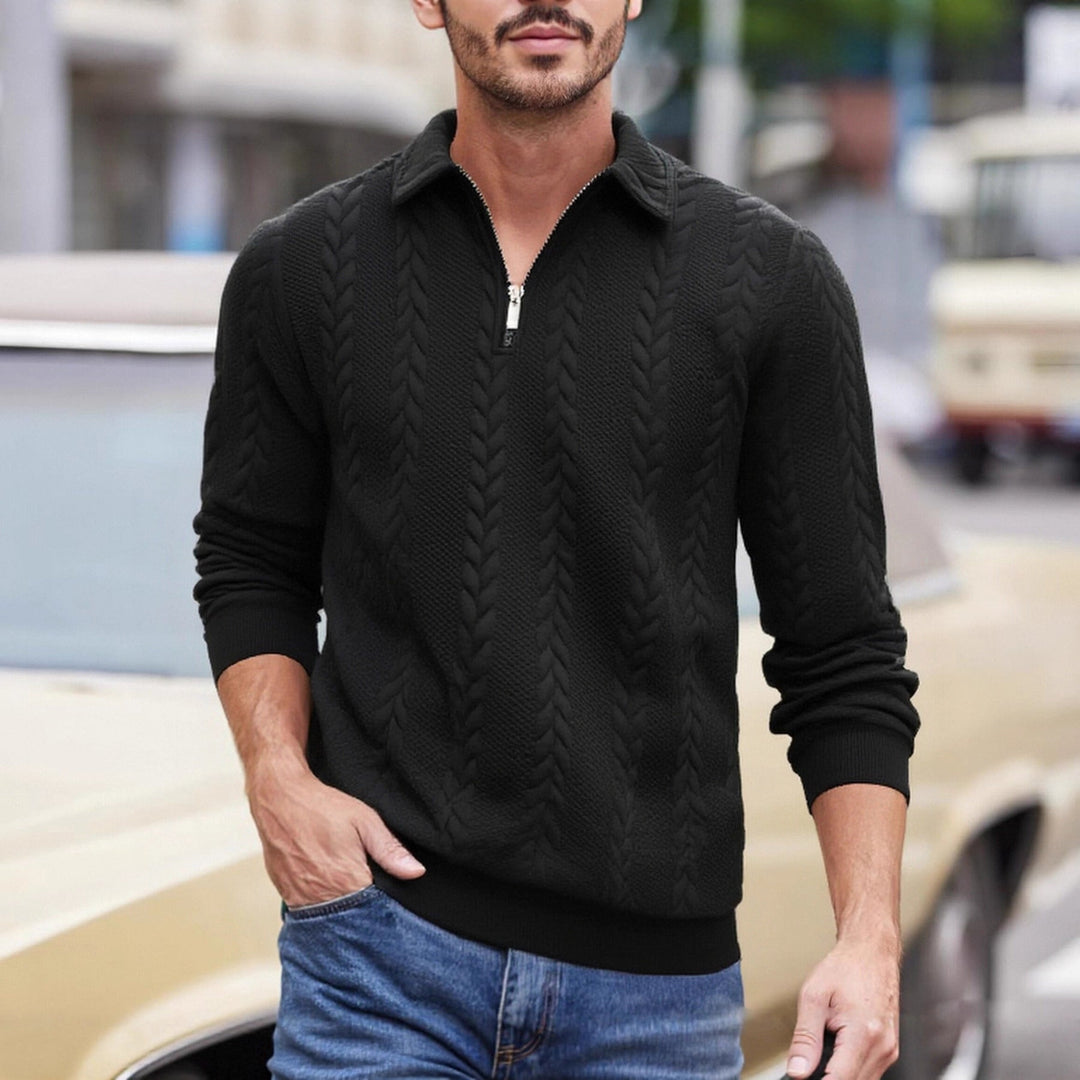 Bradley | Timeless Cable Knit Half-Zip Sweater with Shawl Collar